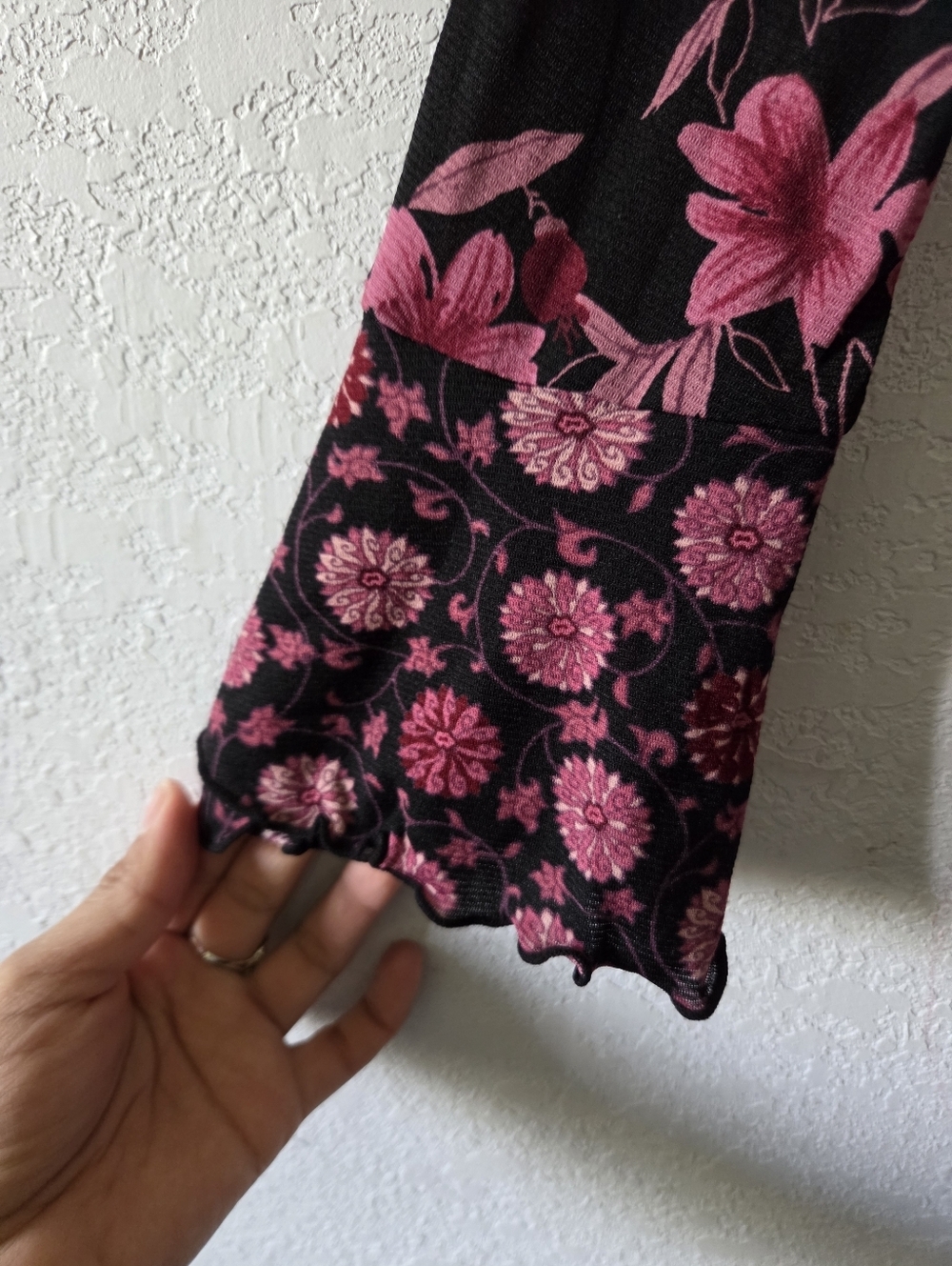 Apostrophe Black Blouse with Pink Floral Print - Picture 2 of 6